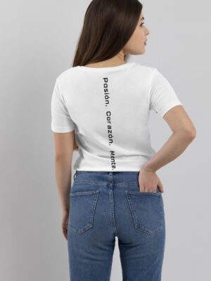 POLERA M/C BLANCO/NEGRO PCM LINEA TRASERA HOMBRE TALLA L