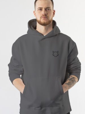 POLERON GRIS/NEGRO LOGO GRANDE NEW HOMBRE TALLA S